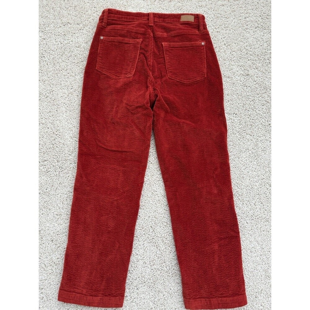 Judy Blue Women's 9/29 Ankle Straight Crop Corduroy Pant Rust Orange Button Fly - Picture 4 of 11
